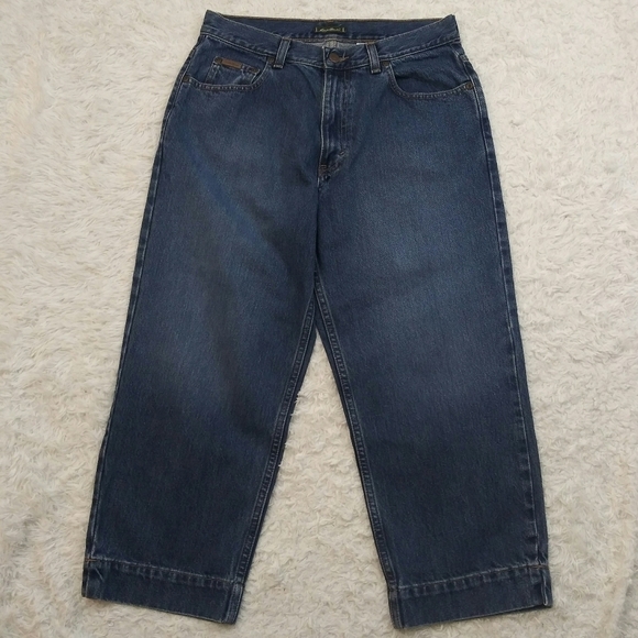 Eddie Bauer Vintage Blue Dark Wash Five Pocket High Rise Button Zip Ankle Jean - Picture 4 of 13
